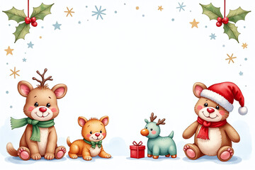 Obraz premium colorful watercolor art features toys christmas elements ideal cards invitations craft