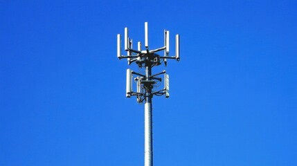 Obraz premium High-Altitude Communication Tower Against Clear Blue Sky