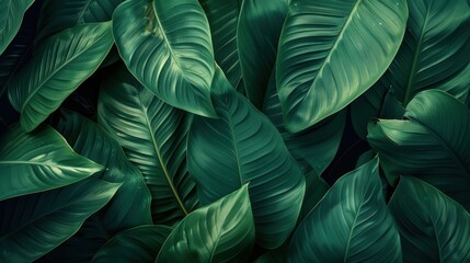Obraz premium Lush green plant leaves pattern.
