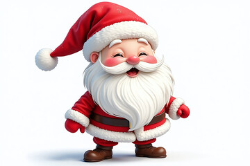 Obraz premium cute cartoon santa claus hyper realistic photo watercolor style isolated white