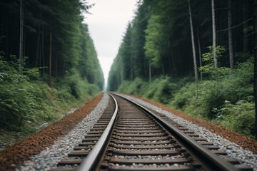 Fototapeta premium there is a train track that is going through the woods