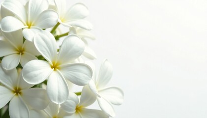 Fototapeta premium Delicate white jasmine flowers on a pure white background, floral, spring