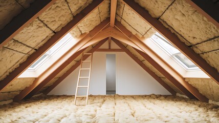 Loft insulation, glass wool, House thermal insulation with mineral wool, Maintaining attic insulation performance with proper ventilation showing the impact of new vents,