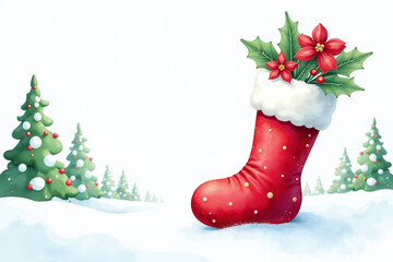 festive watercolor illustration christmas stocking festive clip art bright isolated white snowy
