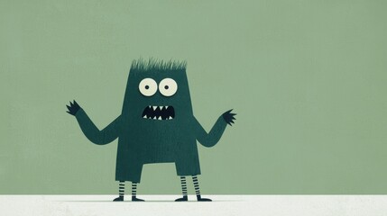 One-Eyed Goofy Monster Wearing Mismatched Socks in a Playful Cartoon Style Illustration