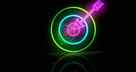 Target and business success neon light 3d illustration
