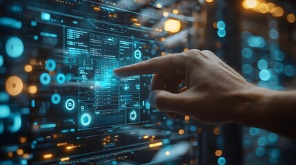 Professional data transfer verification process displayed on a futuristic server room computer screen interface  Showcasing advanced digital infrastructure cybersecurity