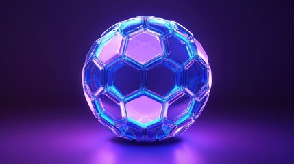 Naklejka premium Futuristic glowing blue and purple hexagonal sphere.