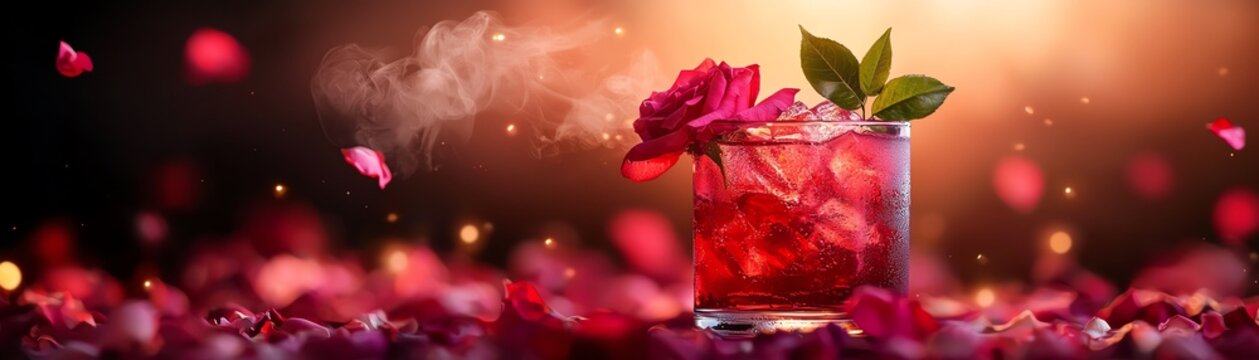 Indian rose sharbat served in a glass tumbler, vibrant Delhi spice market in full swing