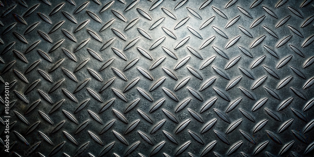 Leinwandbilder a dark textured metallic background with a repeating diamond pattern of raised ovals for a gritty in