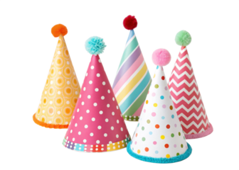 Colorful Party Hats Festive Birthday Cone Caps Celebration