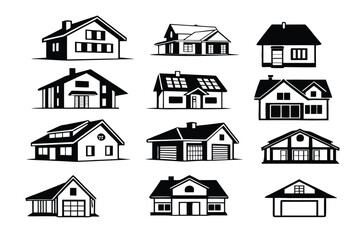 Modern House Property and Real Estate Icon Collection - Vector Illustrations