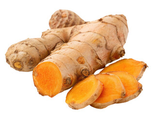 Fresh Turmeric Root on Transparent Background