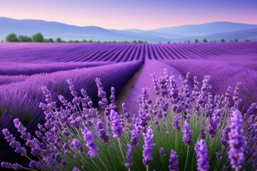 Obraz premium lavender field with mountains in the distance