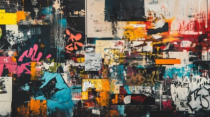 Fototapeta premium Urban Collage: A Symphony of Colors and Textures
