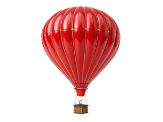 Red Hot Air Balloon on Transparent Background