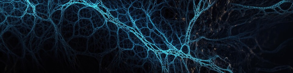 Illuminated lines create an abstract network, resembling neural