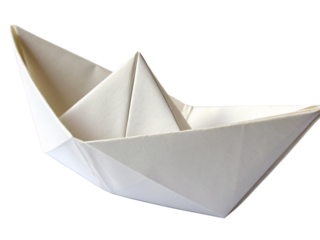 Simple Origami Paper Boat Craft Folded, White, Nautical
