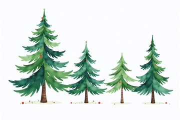 isolated pine tree watercolor illustration available various print formats