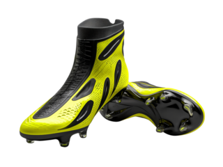 Bright Yellow Soccer Cleats on a White Background Isolated on transparent background