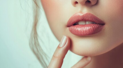 Obraz premium Close-up of a woman's face with shimmering makeup.