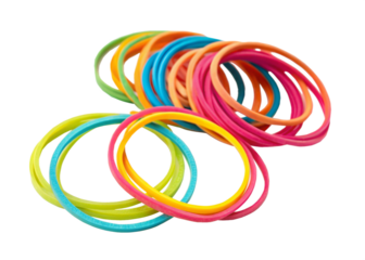 Colorful Rubber Bands Stacked Assorted Bright Rainbow Ties