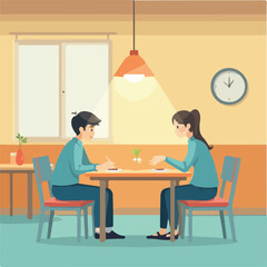 Canteen vector design, Students in canteen vector design