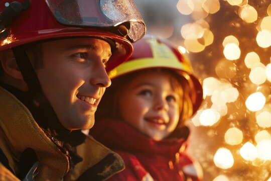 A dramatic image of a firefighter saving a family from a burning house, with insurance workers ensuring the recovery process