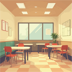 School Canteen Illustration vector design, Students in canteen vector design