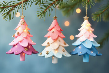 pastel watercolor christmas tree ornaments showcase elegance serene minimalist