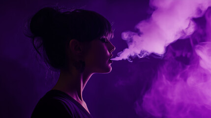 A woman's profile and colored smoke.