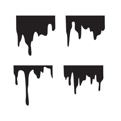 Black melting drips paint collection. melt drips paint abstract liquid elements.