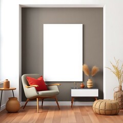 Modern Living Room Mockup with Blank Canvas 