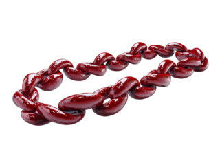 Glossy Red Chain Link Isolated on White Background Isolated on transparent background