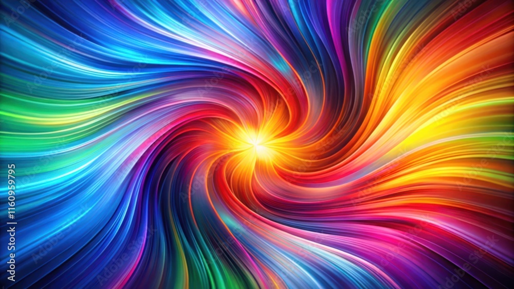 Poster A mesmerizing abstract swirl of vibrant colors radiating from a luminous center, creating a dynamic and captivating visual experience.
