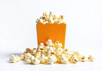 popcorn spills brightly colored carton front extra empty white space around