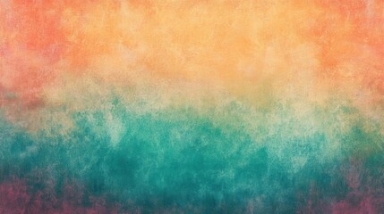 Obraz premium vibrant summer gradient abstract digital background with organic noise texture featuring harmonious blend of orange, teal, green, and pink tones