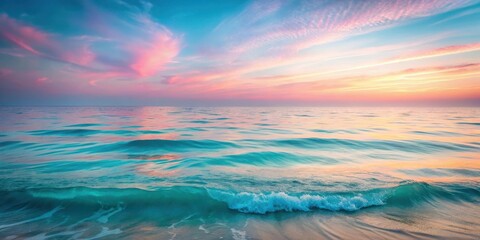 Obraz premium A Serene Seascape with a Soft, Pastel Sky and Gentle Waves Breaking on a Sandy Shoreline