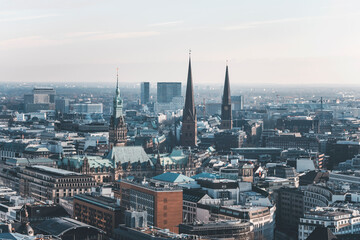 Obraz premium aerial view of the city of hamburg with towers