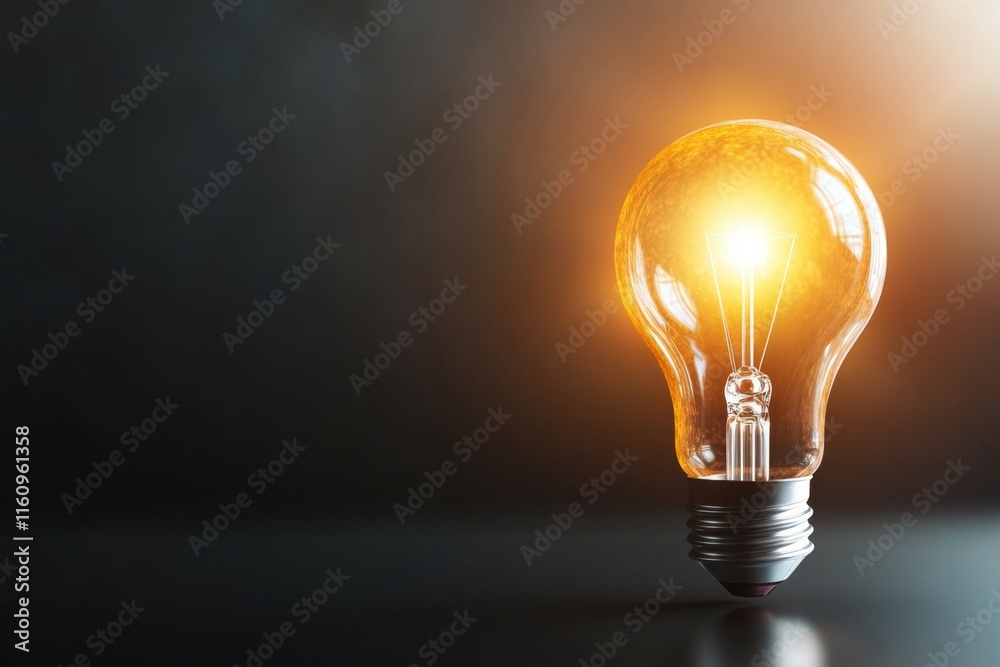 Poster a flat design of a glowing light bulb emerging from a dim background, representing innovative improv