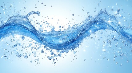 Blue Water Wave Splashes and Bubbles Abstract