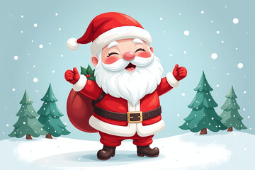 santa claus cute cartoon design watercolor elements adorable