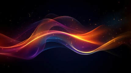 Abstract Glowing Waves Dark Background Design