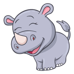 Fototapeta premium Cute rhino animal illustration on isolated white background, cool for stickers, logos, t-shirts, coloring books, etc.