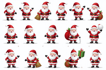 santa claus watercolor set includes large number christmas characters artistic