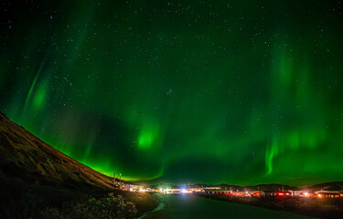 Northern Light, aurora borealis over Greenland in Arctic