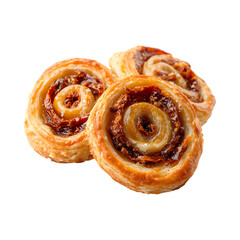 Delicious freshly home baked sweet bun, roll with cocoa and sugar isolated on transparent background