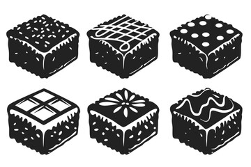 set of Brownies food  vector illustration
