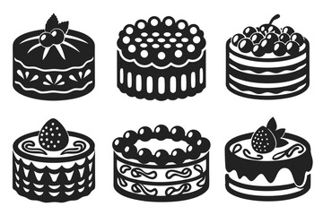 set of cakes food  vector illustration