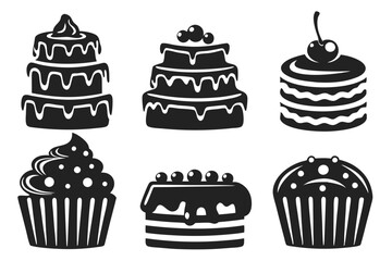 set of cakes food  vector illustration